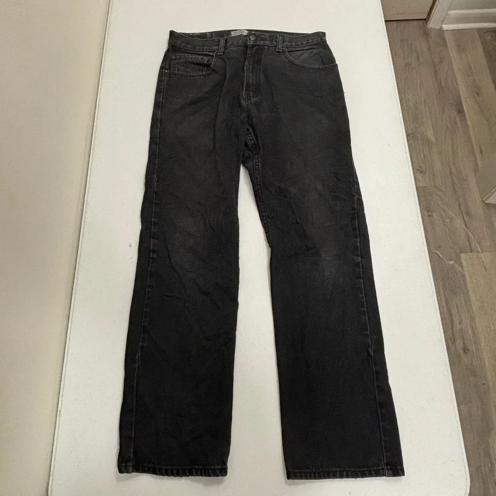 Signature by Levi Strauss & Co Mens Regular Fit Straight Leg Black Jeans 32x32